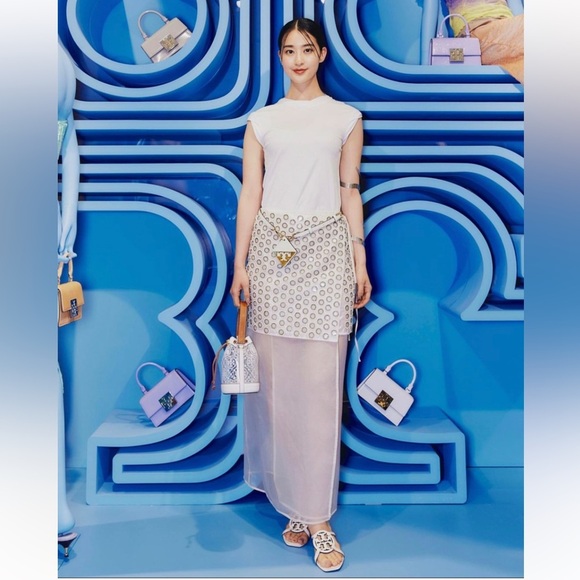 New TORY BURCH Mirror Embellished Double Layer Wrap Skirt - Picture 2 of 12